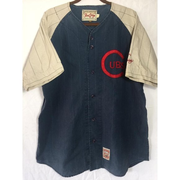 Retro Chicago Cubs Baseball Jersey Men's Blue Large Copperstown Collection - Picture 4 of 7
